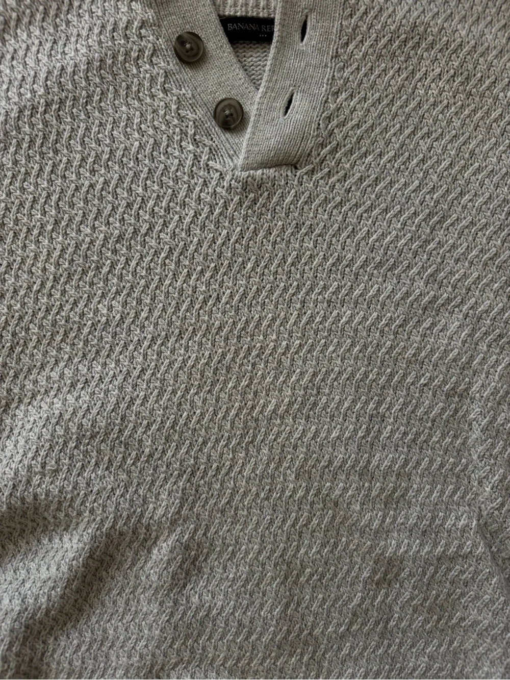Banana Republic Men's Cream Button-Front Turtleneck Sweater